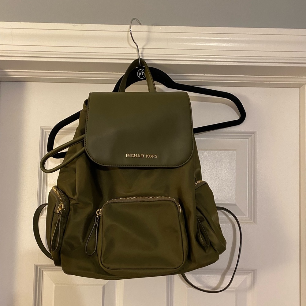 MIchael Kors olive backpack
